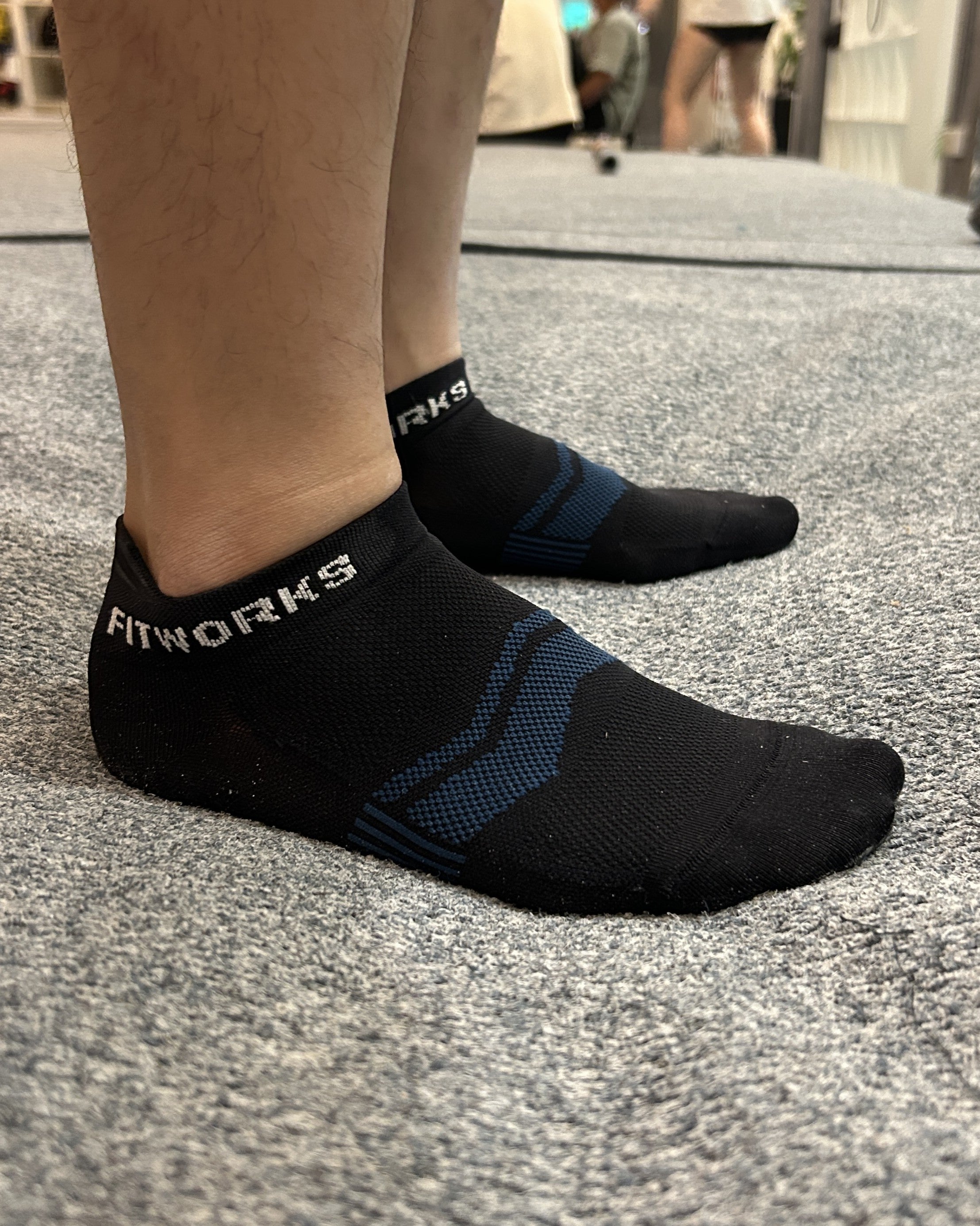 FITWORKS size M socks worn by an EU38 model
