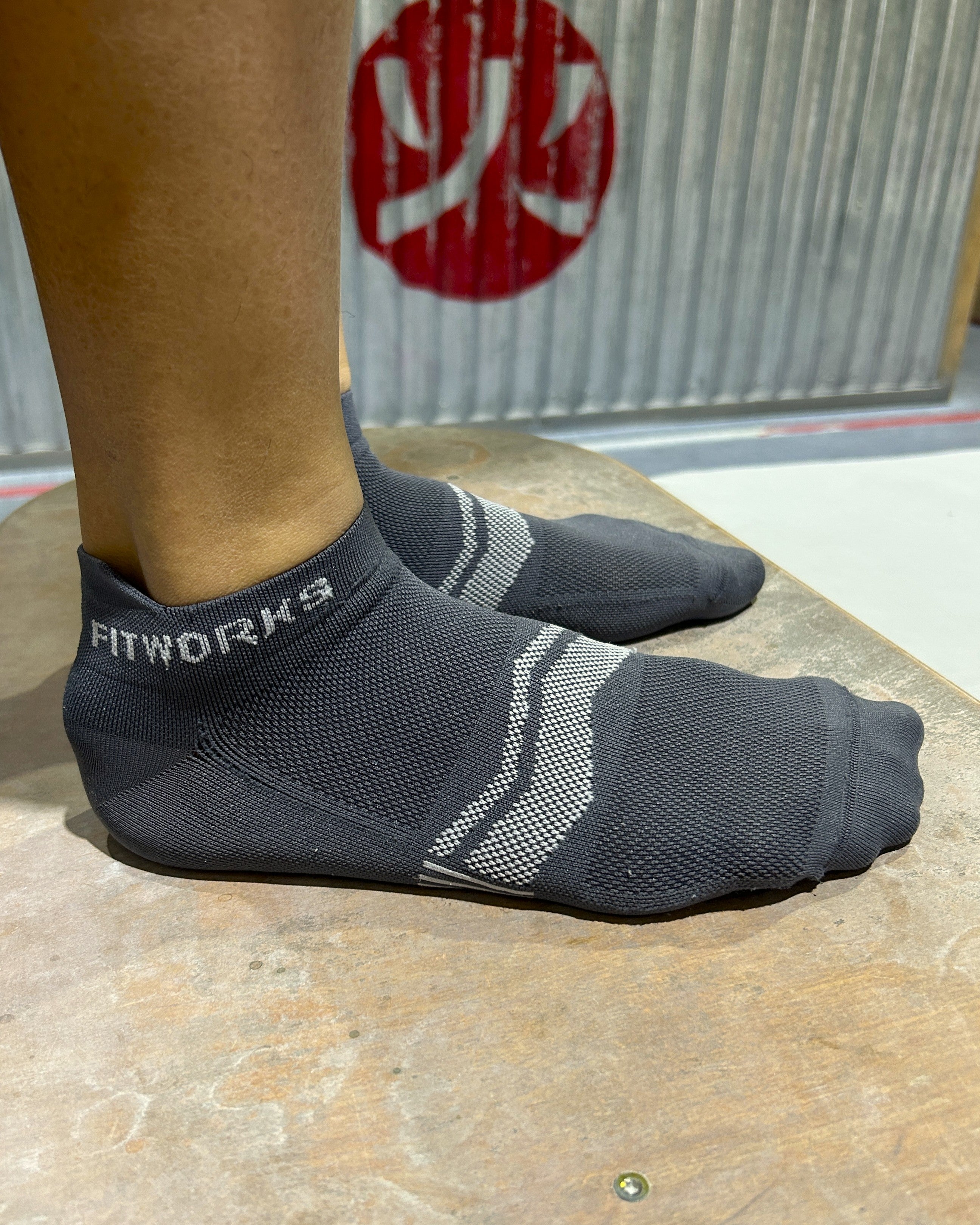 FITWORKS size XL socks worn by an EU43 model